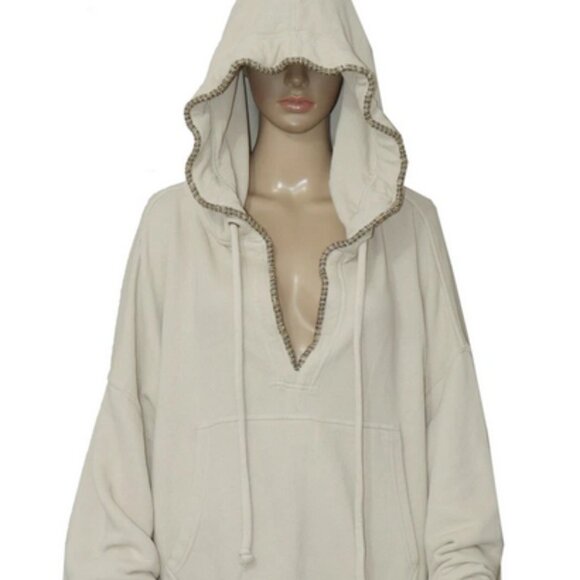 Free People Era Hoodie Drawstrings Ribbed Pullover Metal Jacket XL - Picture 6 of 6